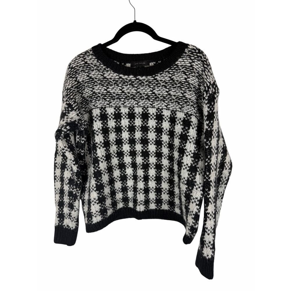 Ann Taylor black and white checkered sweater